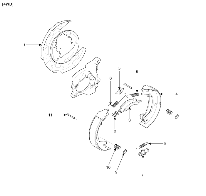 Kia Sportage Parking Brake Assembly Components and Components