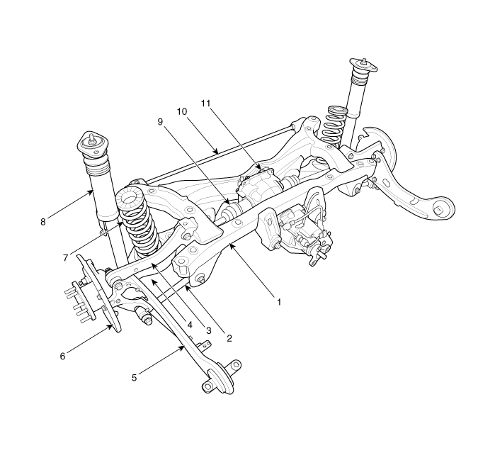  Kia Sportage: Componentes y Ubicación de los Componentes - Sistema de Suspensión Trasera - Sistema de Suspensión - Servicio Kia Sportage SL